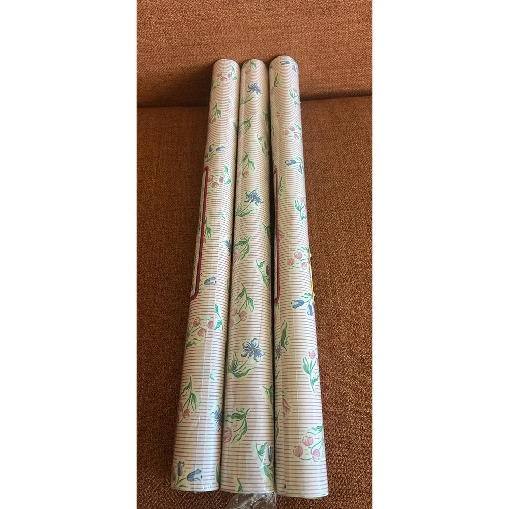 3 Rolls 1991 NEW Contact Paper Shelf Drawer Liner Vintage Pink Floral Print